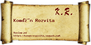 Komán Rozvita névjegykártya